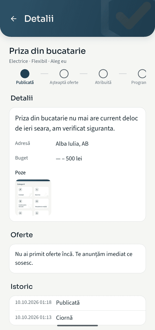 Detaliul lucrării, cu etapele ei